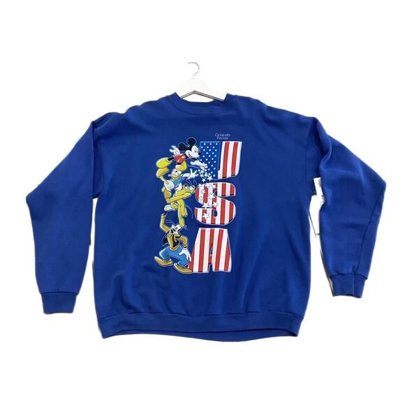 90's Mickey Mouse USA Sweatshirt Crewneck by Santee - Picture 1 of 4